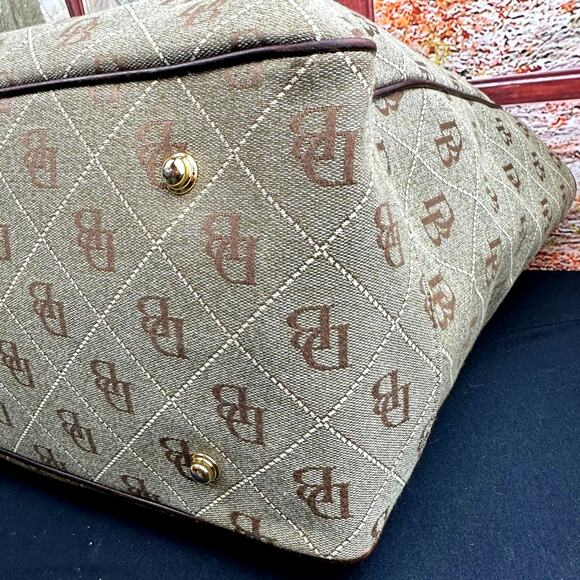 Dooney & Bourke Signature Canvas Tote with Leather Accents - Brown/Beige - Picture 7 of 15